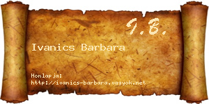 Ivanics Barbara névjegykártya